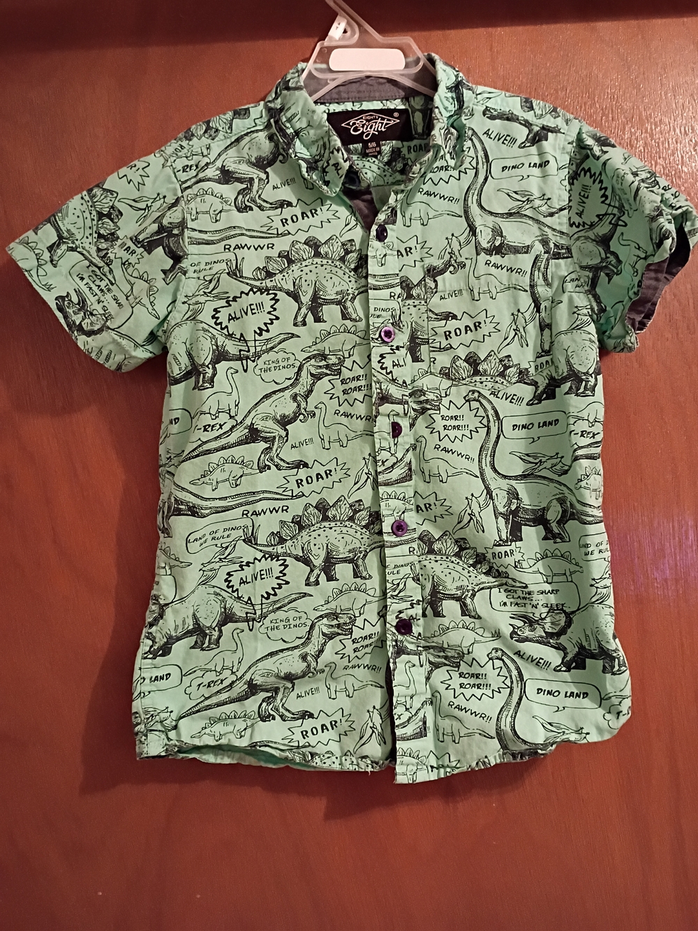 Eighty Eight Green Dinosaur Print Button-Down Shirt